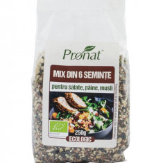 Mix din 6 Seminte pentru Salate, Paine, Musli Bio 250 grame Pronat