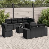 Cumpara ieftin Gossi set mobilier de gradina cu perne, 9 piese, negru, poliratan