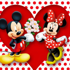 Sticker decorativ, Mickey si Minnie, Rosu, 67 cm, 8732ST