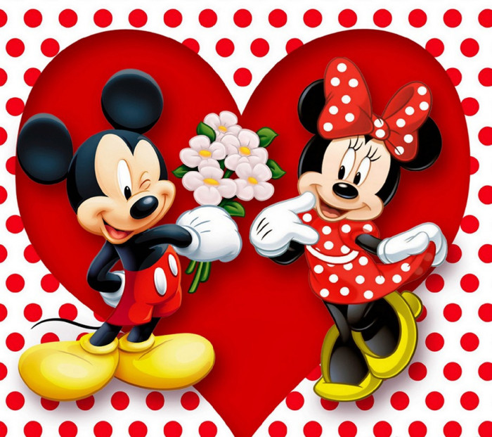 Sticker decorativ, Mickey si Minnie, Rosu, 67 cm, 8732ST