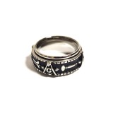Inel masonic rotativ cu simbol argintiu Echer si Compas cu Litera G MM990