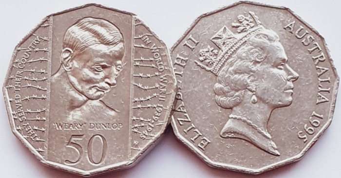 2399 Australia 50 cents 1995 Elizabeth II (Edward &quot;Weary&quot; Dunlop) km 294