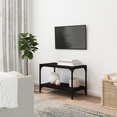 vidaXL Comodă TV, negru, 60x33x41 cm, lemn prelucrat și oțel 819317 foto