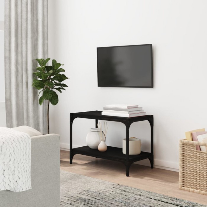 vidaXL Comodă TV, negru, 60x33x41 cm, lemn prelucrat și oțel 819317