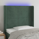 Tablie de pat cu LED, verde &icirc;nchis, 83x16x118/128 cm, catifea GartenMobel Dekor, vidaXL