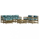 Set mobilier de gradina cu perne, 7 piese, lemn de pin tratat