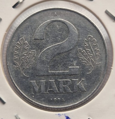 Germania Deocrata 2 Mark 1972 moneda din aluminiu km # 48 foto