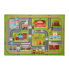 Covor de joaca pentru copii Little Town , Multicolor, 150 x 100 cm , Poliester