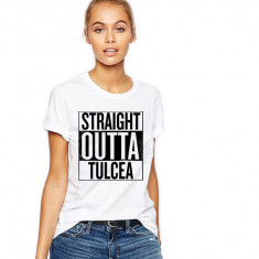 Tricou dama alb - Straight Outta Tulcea - 2XL