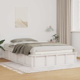 Cumpara ieftin Cadru de pat Alb 120 x 190 cm Lemn de pin masiv