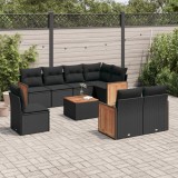 VidaXL Set mobilier de grădină cu perne, 9 piese, negru, poliratan 3227847