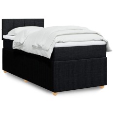 vidaXL Pat box spring cu saltea, negru, 90x200 cm, textil 3287341