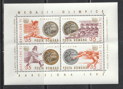 Romania 1992 - #1306 Medalii Olimpice J. O. Barcelona M/S 1v MNH foto