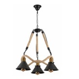 Candelabru Vintage Lustra Rustica Metal si Funie Sfoara 3xE27 31108 MNR8738