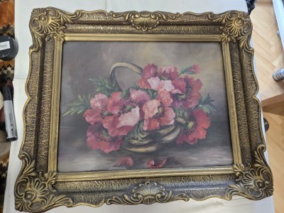 Tablou &amp;quot;Maci roz &amp;icirc;n coș&amp;quot; foto