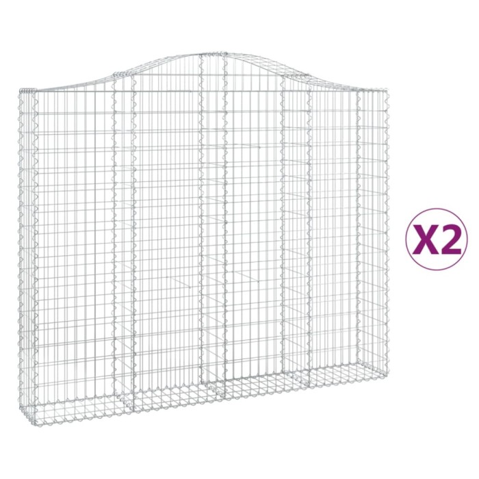 Cosuri gabion arcuite 2 buc, 200x30x160/180 cm, fier galvanizat