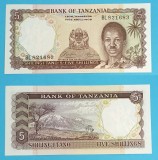 Tanzania 5 Shillings 1966 &#039;Primul Pick&#039; UNC serie: BL821683 p#1