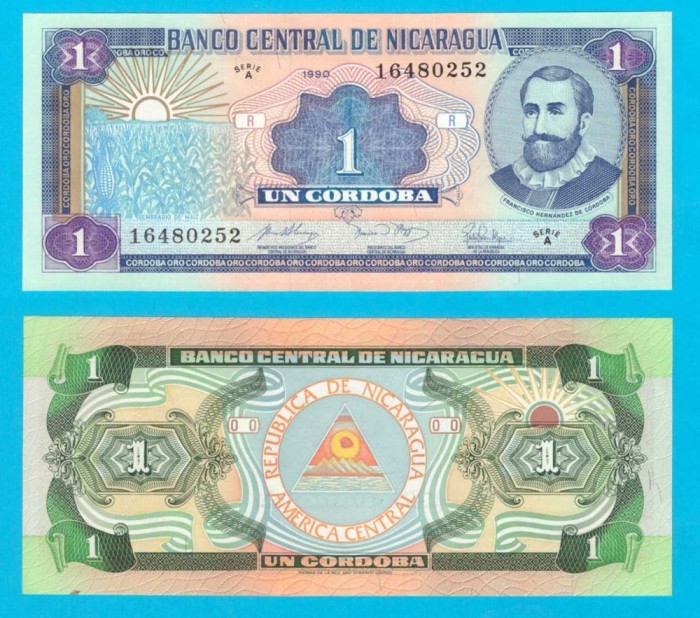 Nicaragua (p#173) 1 Cordoba 1990 aUNC &#039;Cordoba Oro&#039; serie: A 16480252