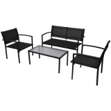 VidaXL Set mobilier de grădină, 4 piese, negru, textilenă 42162