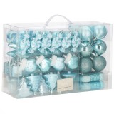 Set globuri si decoratiuni de Craciun, 77 piese, diverse dimensiuni, albastru Household NewTrend