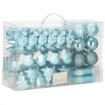 Set globuri si decoratiuni de Craciun, 77 piese, diverse dimensiuni, albastru Household NewTrend foto