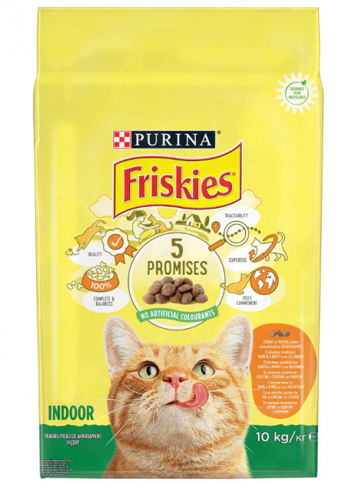 Hrana pisici Friskies Indoor pui si legume 10 kg