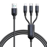 Cumpara ieftin Cablu de incarcare si transfer date, 66W 3 in 1, Lightning, USB-C, Micro USB, lungime 1.2 m, negru, Dactylion