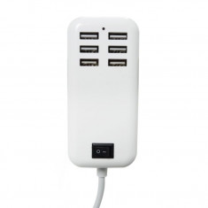 Incarcator USB universal cu 6 porturi, putere 30W, 1,4 m foto