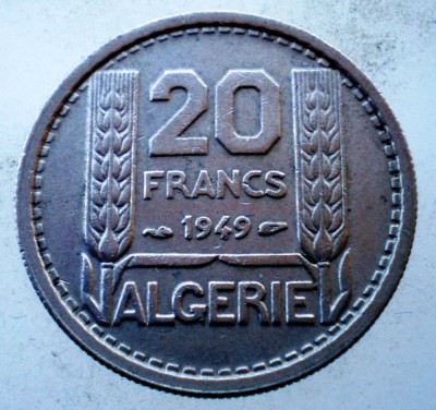7.916 ALGERIA OCUPATIE FRANCEZA 20 FRANCS FRANCI 1949 foto