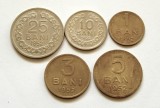 q586 RPR 1952 SET COMPLET 5 MONEDE 1 3 5 10 25 BANI in stare foarte frumoasa
