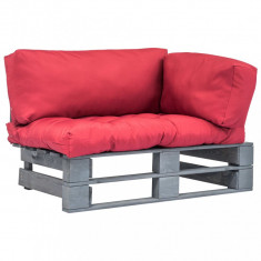Canapea din paleti de gradina, perne rosii, lemn de pin GartenMobel Dekor foto