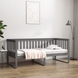vidaXL Pat de zi, gri, 90x190 cm, lemn masiv de pin 820883