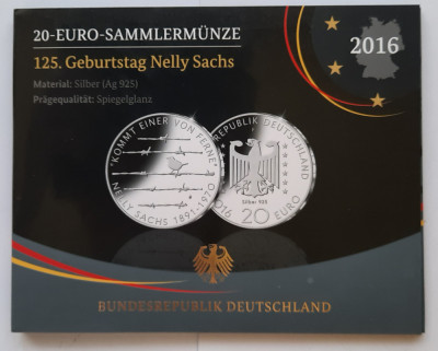 Moneda comemorativa de argint - 20 Euro 2016, Germania - Proof - G 3603 foto