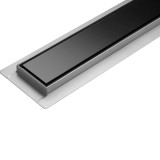 Rigola Dus Liniara Fala 70cm Sticla Neagra Perete Inox Sifon Inclus EasyClean