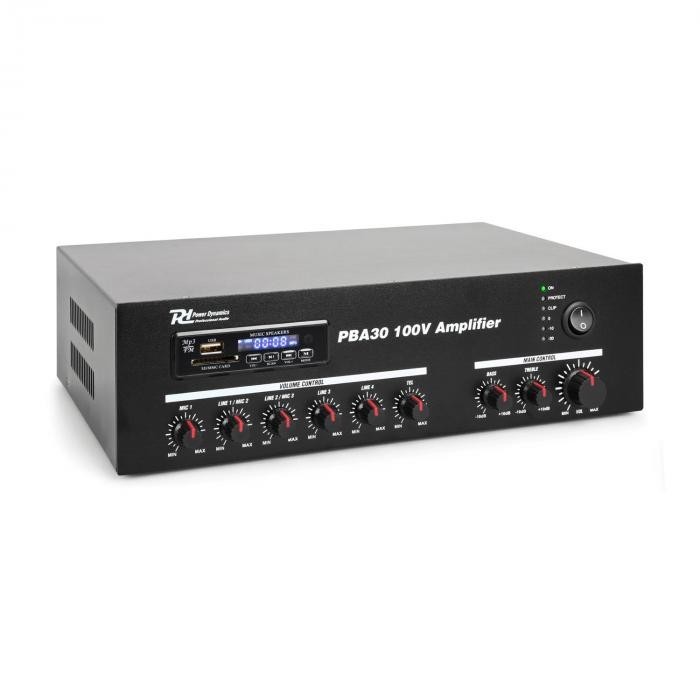 Power Dynamics PBA30, amplificator 100 V, 30 W, port usb / sd, mp3, bluetooth Power Dynamics PBA30, amplificator 100 V, 30 W, port usb / sd, mp3, bluetooth