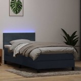 Cumpara ieftin Pat box spring cu saltea, gri &icirc;nchis, 90x210 cm, catifea