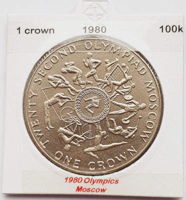 1886 Insula Man 1 crown 1980 Elizabeth II (Olympics) Moscow km 65 foto