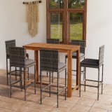 Cumpara ieftin Set mobilier bar de grădină cu perne, 7 piese, gri