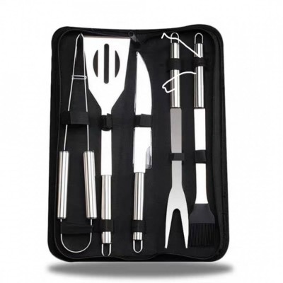 Set ustensile gratar 5 piese, servieta foto