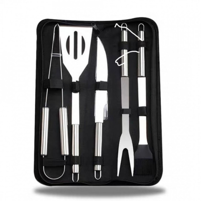Set ustensile gratar 5 piese, servieta