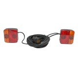 Set lampi magnetice 12 V pentru remorca Breckner Germany, fisa 7 pini, cablu intre stopuri 2.5 m, cablu fisa auto 7.5 m, 100x95x50 mm