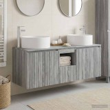 Cumpara ieftin Set dulap baie 3 buc. Sonoma gri 129 x 44,5 x 80 cm