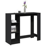 vidaXL Masă de bar cu raft, negru, 124x46x103,5 cm, lemn prelucrat 854392