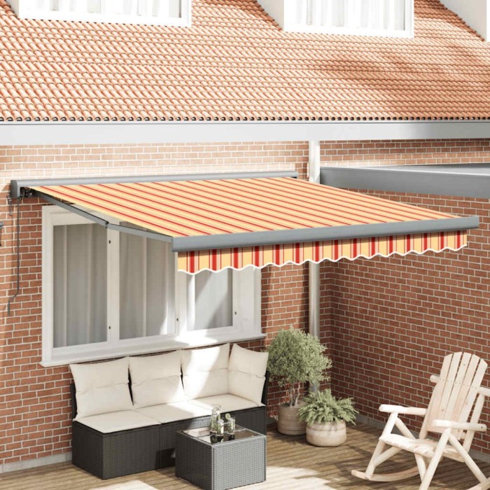 Copertină retractabilă, galben/alb, 3,5x2,5 m, textil/aluminiu