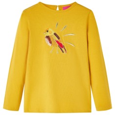 Tricou pentru copii cu m&acirc;neci lungi, ocru &icirc;nchis, 128