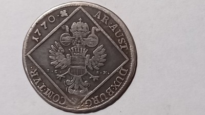 MONEDA ARGINT 30 KREUZER 1770 AUSTRIA - MARIA THERESIA - PIESA DE COLECTIE foto