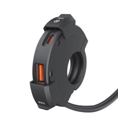 Incarcator USB pentru Motocicleta SLIM, TYPE-C PD QC3.0, Fast Charging 12/24V, Rezistent la Apa, Dual Port USB-A si USB-C, cu Suport Ghidon pentru Mot