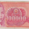 BANCNOTA 100000 DINARI 1 V 1989 JUGOSLAVIA