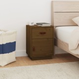 Noptiera Gossi Maro Miere 40x34x55 cm Lemn Masiv Pin Sertar si Usa Depozitare