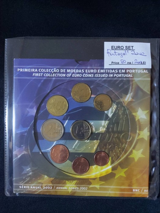 Portugalia 2002 - Set complet de euro bancar de la 1 cent la 2 euro